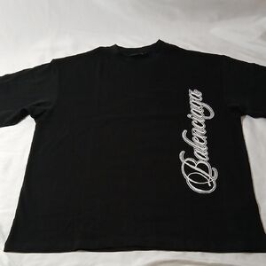 Balenciaga Black Tee with Embroided White Script